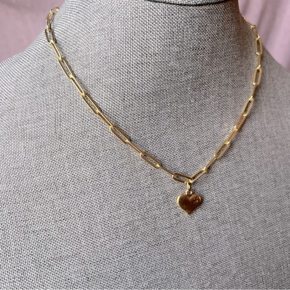 Authentic LV HEART PAPERCLIP NECKLACE Initial Charm NEW 18” 18K Gold 925 Silver - Picture 6 of 13